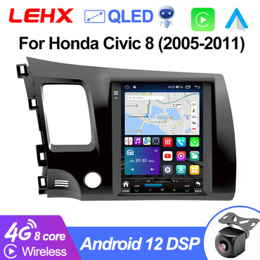 LEHX 8 Core for Tesla Style Android 12 Auto Carplay 4G for Honda Civic 2005 2006-2011 Car Radio Multimedia Player GPS Navigation