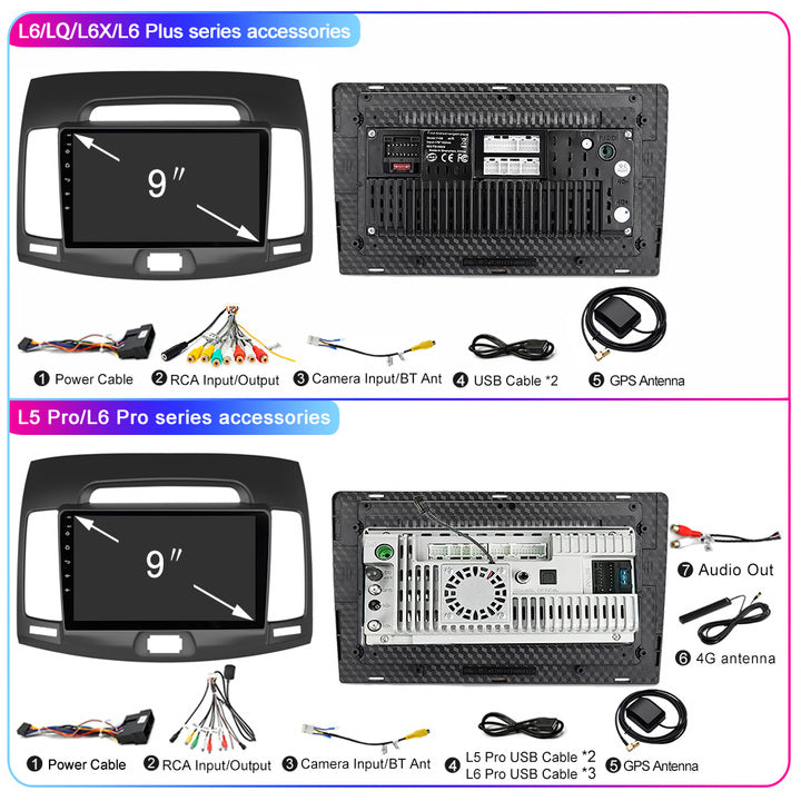 LEHX 2Din Carplay Stereo for Hyundai Elantra 4 HD 2006-2012 Car Radio Player Android Auto 2 Din Navigation GPS Car DVD Player