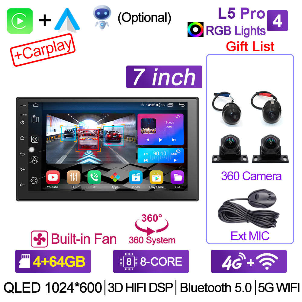 2din Car Radio Carplay Auto 360Camera for Toyota Volkswagen VW Hyundai Kia Renault Suzuki Honda Audi Lada Nissan Car DVD Player