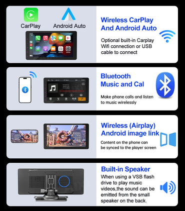 Universal Portable Carplay for Car Radio Stereo Wireless Carplay Screen Wireless Stereo with Carplay Android Auto Car DVD Player