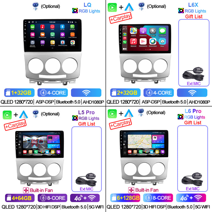 LEHX L6 Pro AI Voice 5G Car Radio Multimedia GPS for Mazda 5 2005 - 2010 Stereo 2 Din Autoradio12 Auto CarPlay DVD