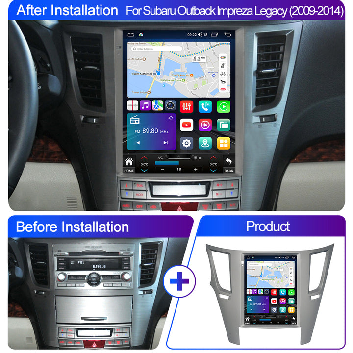 LEHX 2Din Android 12 Car Radio Multimedia for Subaru Outback Impreza Legacy 2009-2014 Left Drive Carplay Stereos GPS Tesla Style