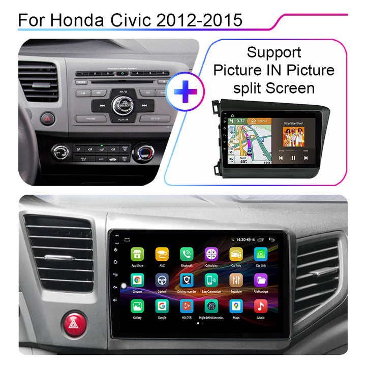 LEHX 2 Din Android 12 Auto Car Radio Multimedia Video Player for HONDA CIVIC 2012 -2015 2 Din Stereo GPS Carplay 8Core 4G+WIFI