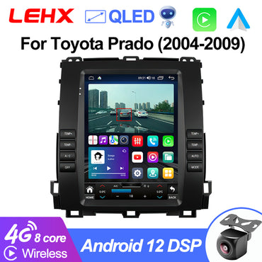LEHX 2 Din Android 12 Auto Car Radio for Toyota Land Cruiser Prado 120 2004-2009 Stereo Carplay GPS Tesla Style Car DVD Player