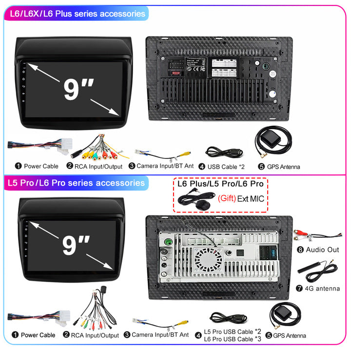 LEHX L6Pro 8Core Car Radio Android Auto for Mitsubishi Pajero Sport 2 L200 Triton 2008 - 2016 CarPlay GPS Stereo 2 Din DVD