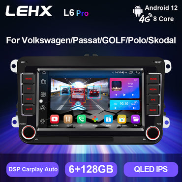 LEHX 7" Android 12 Car Radio for VW Volkswagen Passat B6 B7 Polo Amarok Skoda Octavia2 Tiguan Seat Leon Golf 5 Car DVD Player