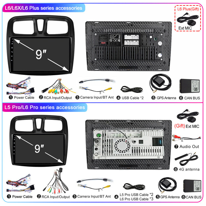 LEHX Car Radio Video Player for Renault Logan 2 Sandero 2 2014 -2019 Symbol Android 12 2 Din Auto Carplay Gps Car DVD Player