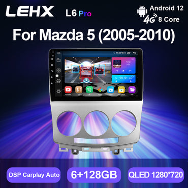 LEHX L6 Pro AI Voice 5G Car Radio Multimedia GPS for Mazda 5 2005 - 2010 Stereo 2 Din Autoradio12 Auto CarPlay DVD