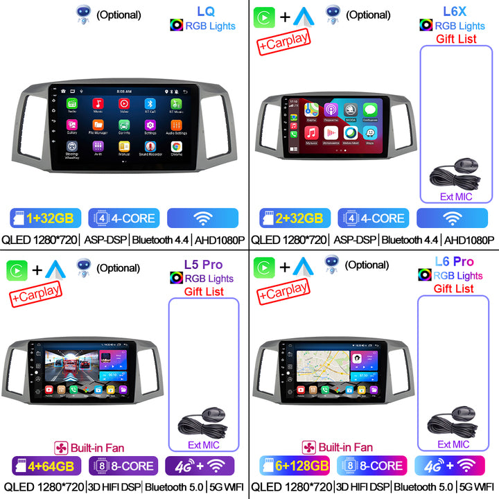 LEHX 4G 8Core Android 12 Auto Stereo Car Radio for JEEP Grand Cherokee 2004-2007 Car Player GPS Carplay 2din Car DVD Player