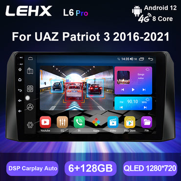 LEHX 8Core 4G+5G Wifi 2 Din Android Auto Stereo Car Radio for UAZ Patriot 3 2016-2021 Carplay GPS Autoradio Car DVD Player