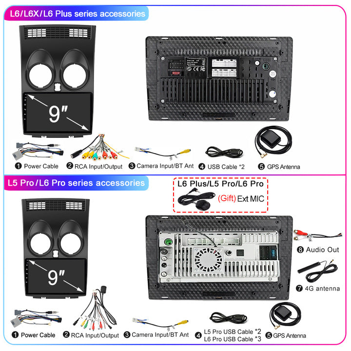 LEHX Pro AI Voice 4G+WIFI Car Radio Player for Nissan Qashqai 1 J10 2006-2013 2 Din Android 12 Auto Carplay GPS Car DVD Player