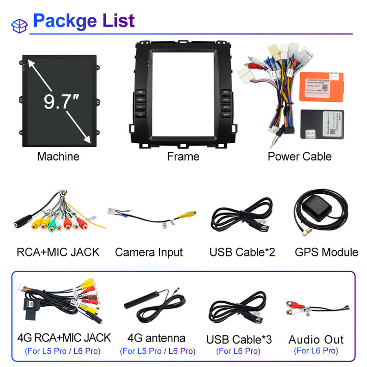 LEHX 2 Din Android 12 Auto Car Radio for Toyota Land Cruiser Prado 120 2004-2009 Stereo Carplay GPS Tesla Style Car DVD Player