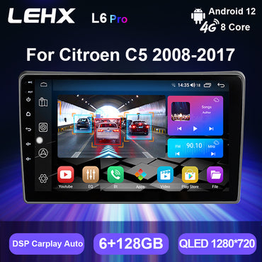 LEHX Pro 8Core 2 Din Android 12 Auto Car Radio for Citroen C5 2008-2017 Autoradio Gps Navigation Stereo 4G Car DVD Player