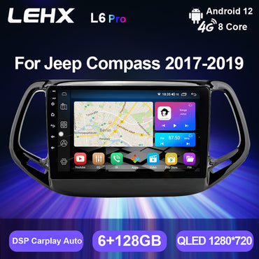 LEHX 2 Din Android Auto Radio Carplay 4G for Jeep Compass 2 MP 2017-2019 Car Multimedia Stereo GPS Autoradio DVD Car DVD Player