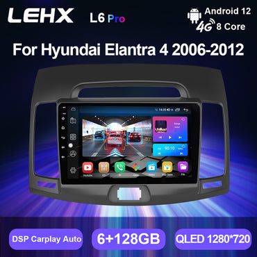 LEHX Pro 5G Android Auto 2Din Car Radio Player for Hyundai Elantra 4 HD 2006-2012 Stereo Carplay Navigation GPS Car DVD Player