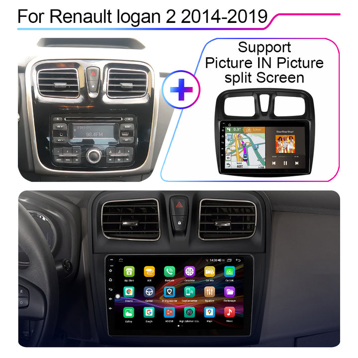 LEHX Car Radio Video Player for Renault Logan 2 Sandero 2 2014 -2019 Symbol Android 12 2 Din Auto Carplay Gps Car DVD Player