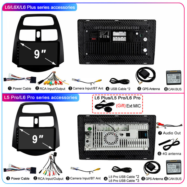 LEHX 8Core 4G+5G Wifi 2 Din Android Auto Stereo Car Radio for Chevrolet Spark Beat 2010-2014 Carplay GPS Autor Car DVD Player