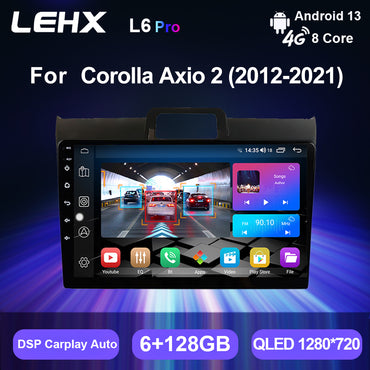 LEHX Android 13 Auto Carplay Car Radio Stere for Toyota Corolla Axio Fielder 2015 - 2017 GPS 2din 5G WIFI Qled Car DVD Player