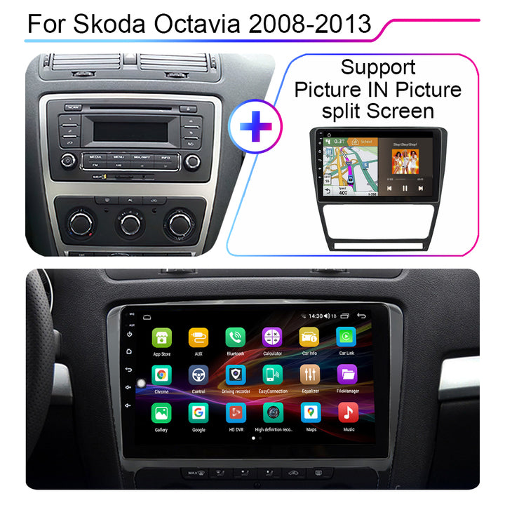 LEHX 8Core 4G+5G Wifi 2Din Android Auto Stereo Car Radio Multimedia for SKODA Octavia 2 A5 2008-2013 Carplay GPS Car DVD Player