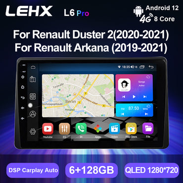 LEXH 2din Android 12 Auto Car DVD Radio for Renault Duster HM 2 2020 2021 Arkana 2019-2021 2 Din Stereo Carplay Car DVD Player