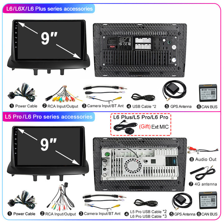 LEHX Android 12 2 Din Autoraido para Renault Megane 3 2008-2014 Carro DVD Player de Rádio Estéreo Carplay NaviCar DVD Player Do Carro