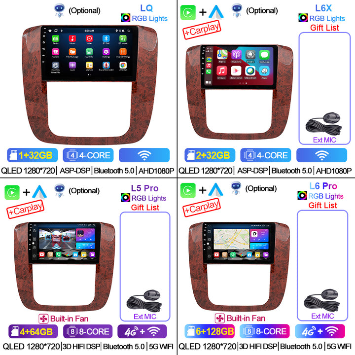 LEHX L6Pro 2 Din Android 12 Auto Carplay para GMC Yukon Chevrolet Tahoe Suburban 2007-2012 Rádio de Carro Estéreo GPS Leitor de DVD de Carro