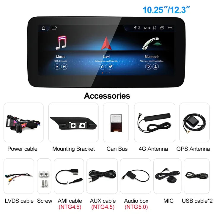 LEHX 8Core 4G Car Android AUTO CarPlay 10.25inch 12.3inch Screen For Mercedes Benz E Class W212 Car Stereo GPS Car DVD Player