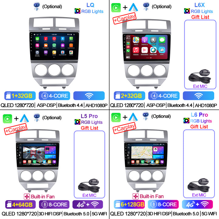 LEHX 8Core 4G+5G Wifi 2 Din Android Auto Stereo Car Radio for Dodge Calibre 2007-2010 Carplay GPS Autoradio Car DVD Player