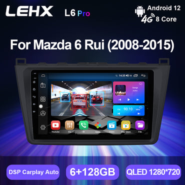 LEHX L6pro 5G AI Voice Car Multimedia para Mazda 6 GH Rui Wing 2008-2015 2Din estéreo Android Auto Radio Carplay GPS Autoradio DVD