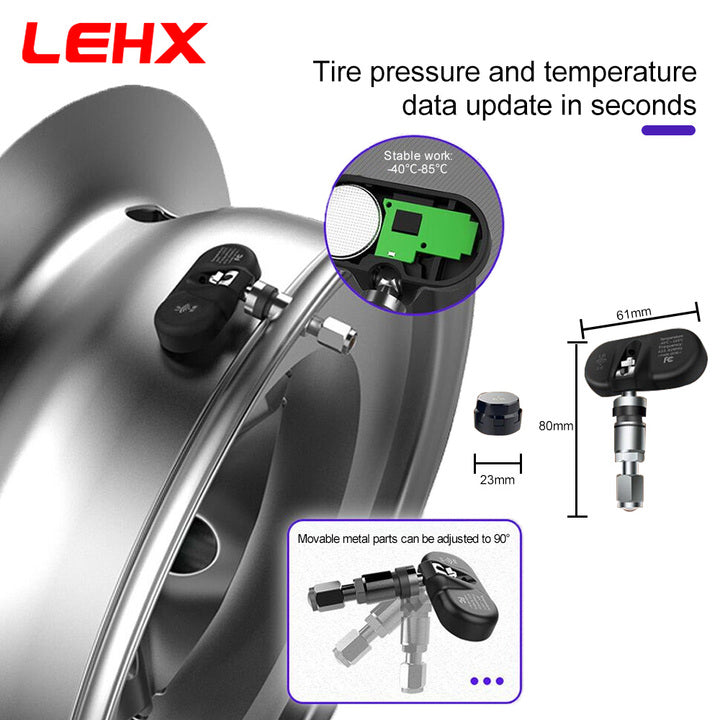 LEHX USB TPMS Car Tire Pressure Monitoring System Internal External 4 Sensor for Car Radio Android Multimedia Gps DVD Player