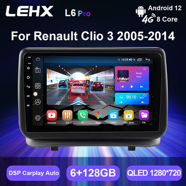 LEHX 8Core 4G 2 Din Android 12 Auto Stereo Car Radio or Renault Clio 3 CLIO 3 2005-2014 Dvd 2din Carplay GPS Car DVD Player