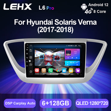 LEHX Pro 5G Wifi 2Din Android 12 Car Radio Multimedia Video Player for Hyundai Solaris 2 Verna 2016 - 2020 Carplay Autoraido GPS