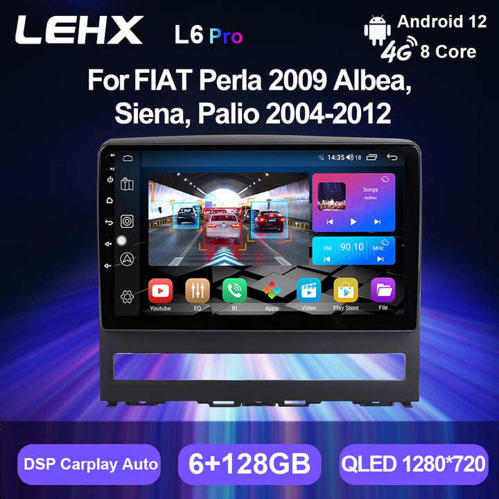 LEHX 8Core 4G+5G Wifi 2 Din Android Auto Stereo Car Radio or Fiat PERLA Albea Siena Palio 2004-2012 Carplay Car DVD Player