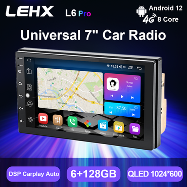 LEHX 7Inch Universal 2Din IPS Screen 2.5D Auto Gps Navigation Android 14 Auot Car Video DVD Carplay Radio Stereo Audio Autoradio