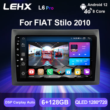 LEHX 8Core 4G+5G Wifi 2 Din Android Auto Stereo Car Radio Multimedia for Fiat Stilo 2010 Carplay GPS Autoradio Car DVD Player