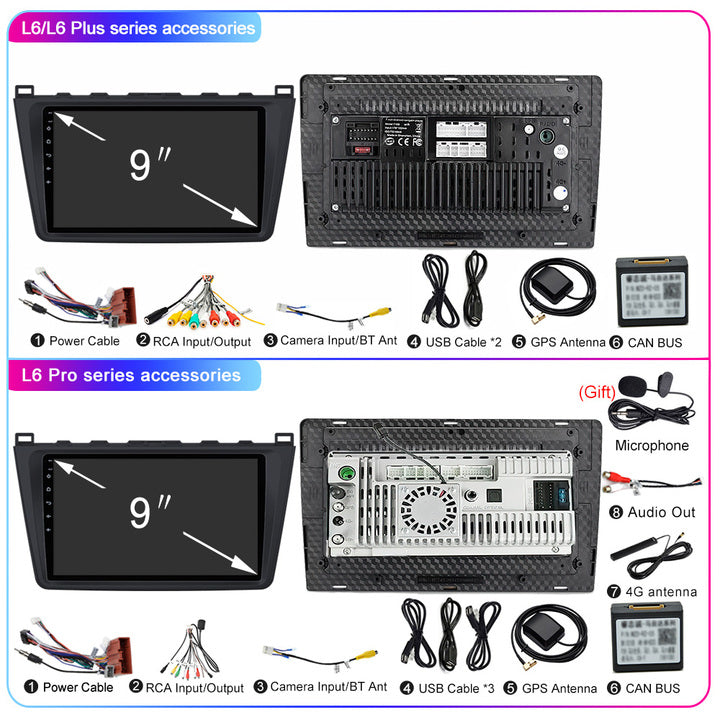 LEHX L6pro 5G AI Voice Car Multimedia para Mazda 6 GH Rui Wing 2008-2015 2Din estéreo Android Auto Radio Carplay GPS Autoradio DVD