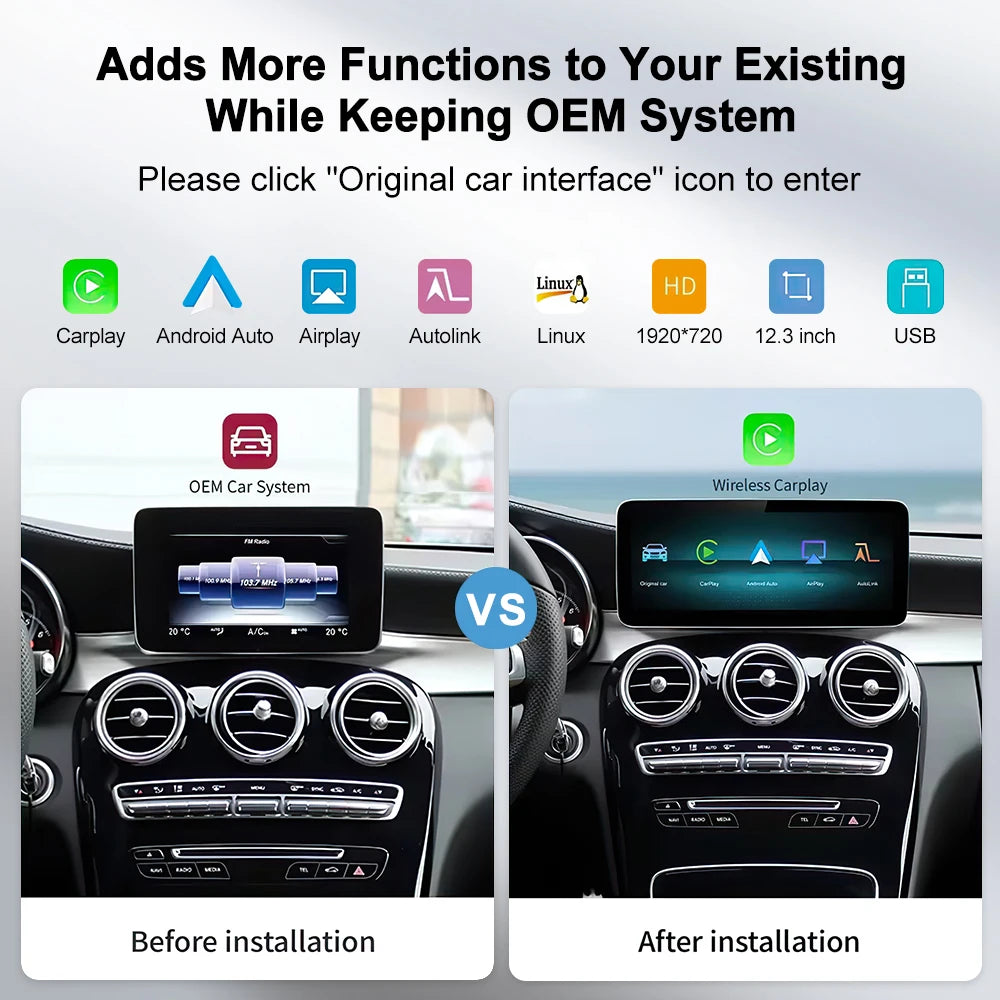 LEHX 8Core 4G DSP Android Car Multimedia Wireless CarPlay Android Auto For Mercedes Benz C Class GLC W205 S205 Car DVD Player