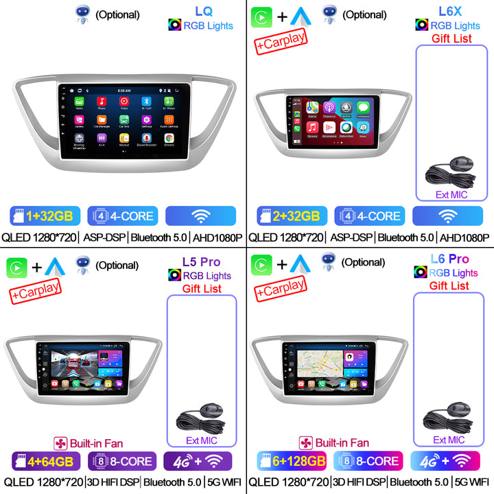 LEHX Pro 5G Wifi 2Din Android 12 Car Radio Multimedia Video Player for Hyundai Solaris 2 Verna 2016 - 2020 Carplay Autoraido GPS
