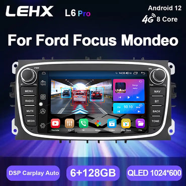 LEHX 4G HIFI Android 2 Din Radio Car Player 7''Autoradio Gps Carplay for Ford Focus S-Max Mondeo Galaxy C-Max Car DVD Player