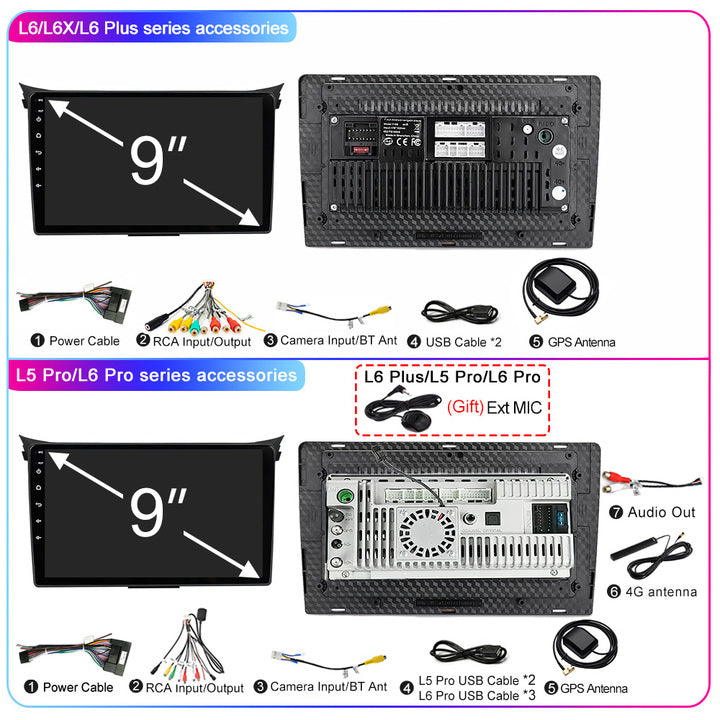 Автомагнитола LEHX L6Pro, 9 дюймов, Android, автомобильный мультимедийный монитор, плеер для Hyundai i30 II, 2 ГД, 2011-2017, GPS, Carplay, стерео 2 Din