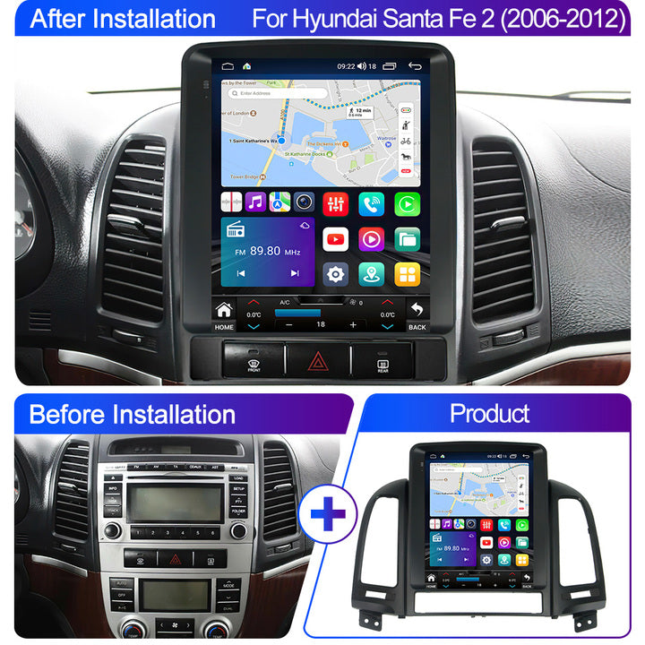 LEHX L6 8Core 4G 2 Din Android 12 Auto Car Radio Multimedia Player for Hyundai Santa Fe 2 2006-2012 GPS Carplay 2din Tesla Style