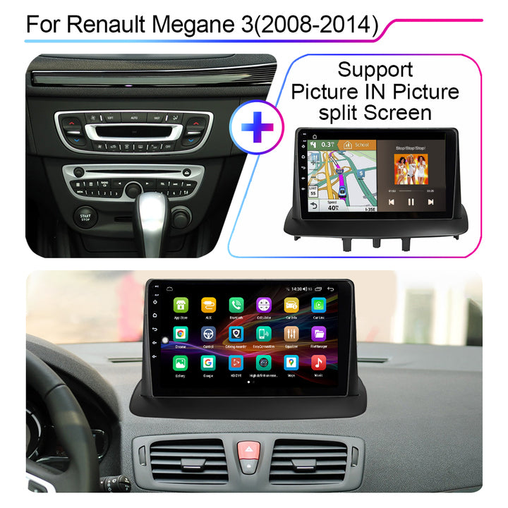 LEHX Android 12 2 Din Autoraido para Renault Megane 3 2008-2014 Carro DVD Player de Rádio Estéreo Carplay NaviCar DVD Player Do Carro