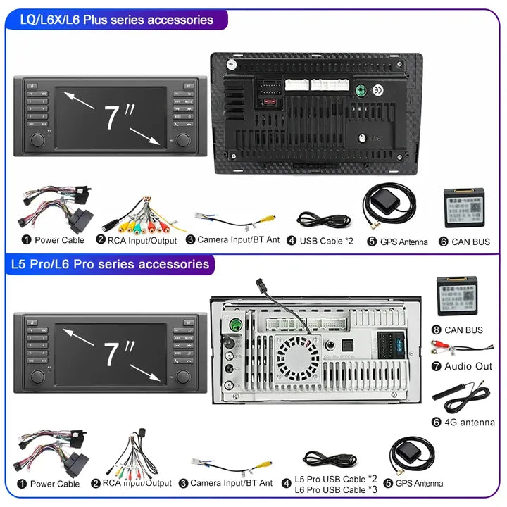 Android Car Audio 2 Din Android Auto Carplay For BMW X5 E53 E39 E38 1996-2004 Stereo autoradio Touch Screen Car DVD Player