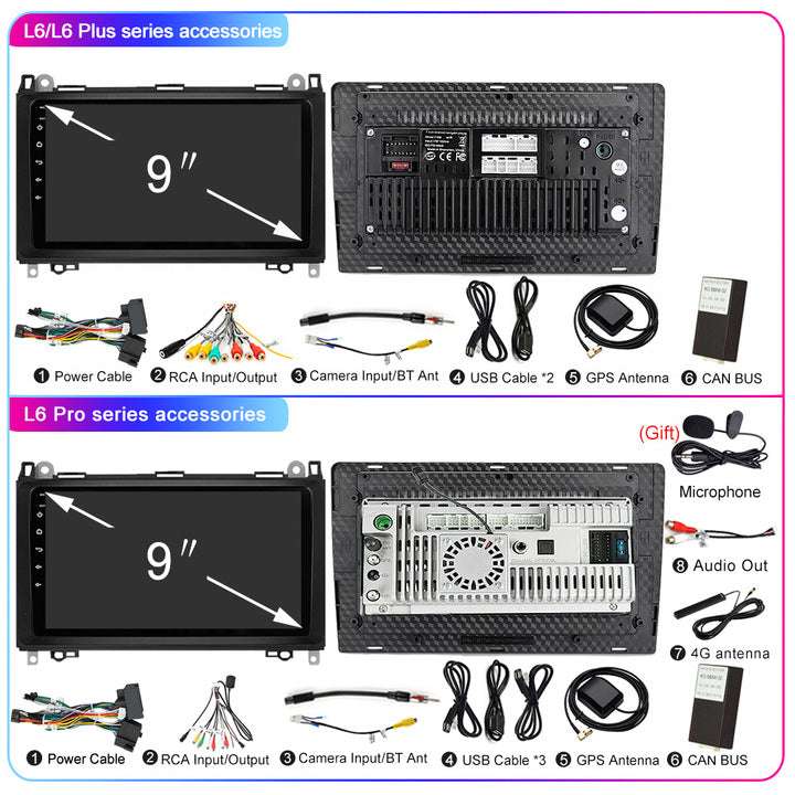 LEHX Android 2 Din Radio de coche para Mercedes Benz B200 Sprinter W906 W639 AB clase W169 W245 Viano Vito Carplay GPS REPRODUCTOR DE DVD para coche