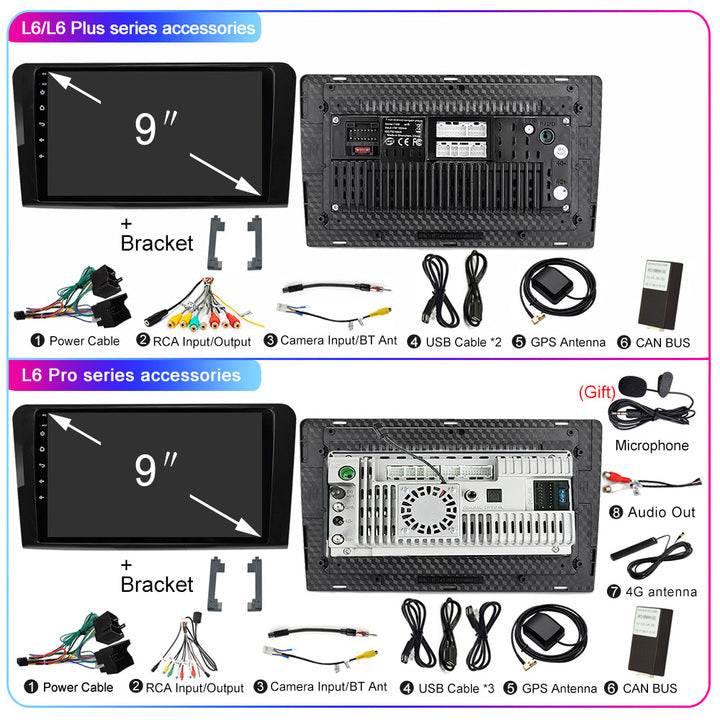LEHX L6Pro 2 DIN Android 12 Car Radio for Mercedes Benz ML GL AW164 ML350 ML500 GL320 X164 ML280 GL350 GL450 Carplay Auto Audio