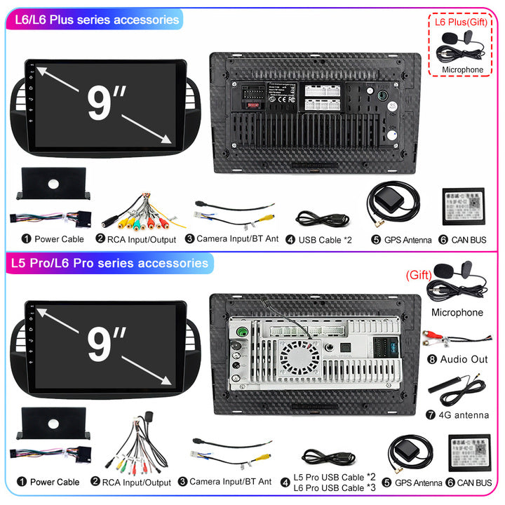 LEHX 8Core 4G+5G Wifi 2 Din Android Auto Stereo Car Radio Multimedia for FIAT 500 Carplay GPS Autoradio Car DVD Player