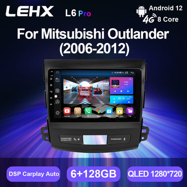 LEHX 2 Din Android 12 Car Radio Multimedia Player for Mitsubishi Outlander 2006-2012 Peugeot 4007 Citroen C-Crosser Carplay GPS