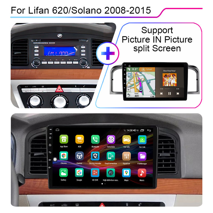 LEHX 8Core 4G+5G Wifi 2 Din Android Auto Stereo Car Radio Multimedia for Lifan 620/Solano 2008 - 2015 Carplay GPS Car DVD Player
