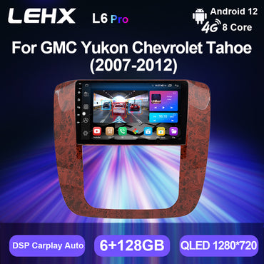 LEHX L6Pro 2 Din Android 12 Auto Carplay para GMC Yukon Chevrolet Tahoe Suburban 2007-2012 Rádio de Carro Estéreo GPS Leitor de DVD de Carro