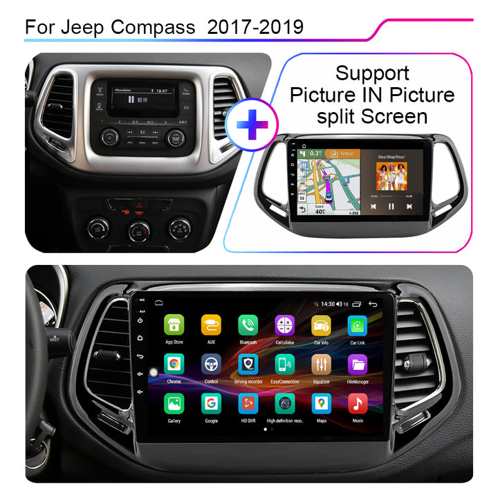 LEHX Android 12 Auto Car Radio Video Player for Jeep Compass 2 MP 2017-2019 GPS Navigation CarPlay Stereo 2Din Car DVD Player